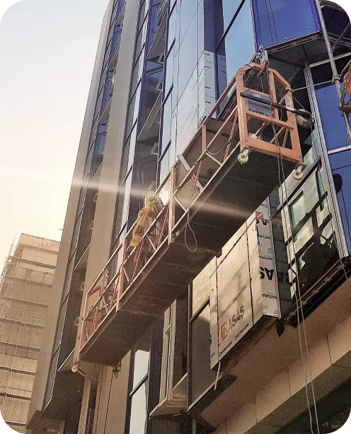 Motorlu asma iskele. Gandola platform