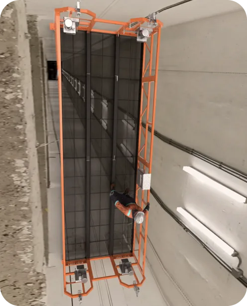 Asansör şaftlarda kullanılan asma iskele