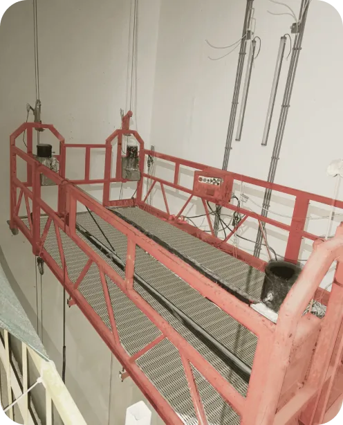 Asansör şaftlarda kullanılan asma iskele